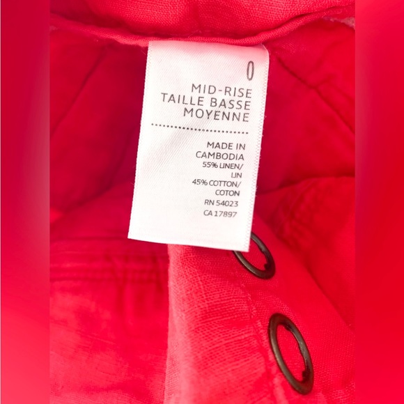 ❗️CLEAROUT❗️OLD NAVY coral roll-up convertible hem cargo LINEN-blend PANTS - Picture 7 of 7